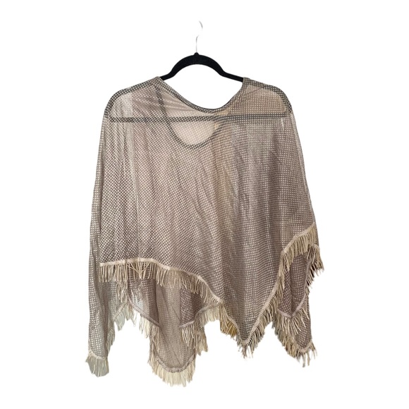 Gray silver poncho shawl see through one size - Picture 2 of 4